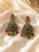 Multicolor Kundan-Style Chandelier Earrings
