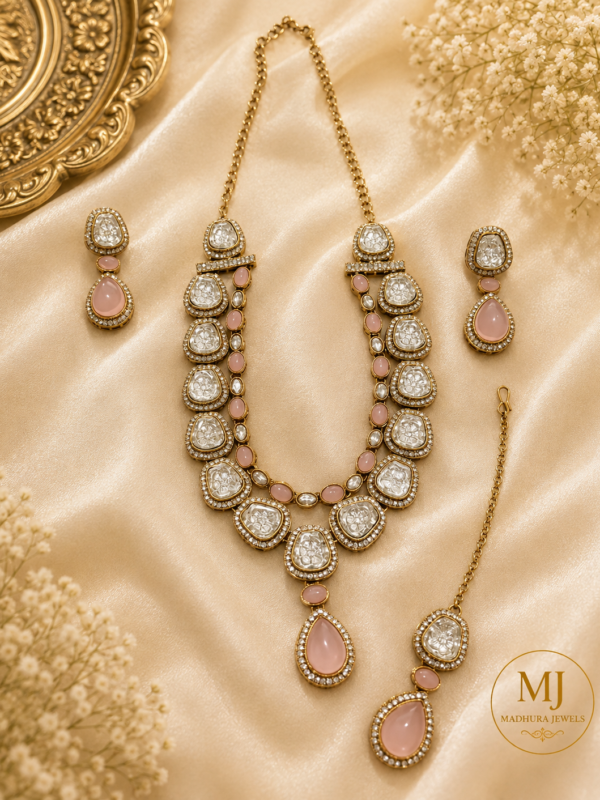Rose Quartz & Crystal Necklace Set