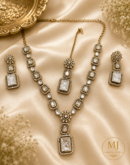 Silver Crystal Floral Necklace Set