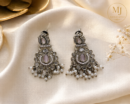 Antique Silver-Tone Pearl Chandelier Earrings