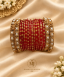 Red & Pearl Temple Bangles