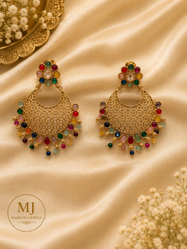 Multicolor Honeycomb Chandelier Earrings