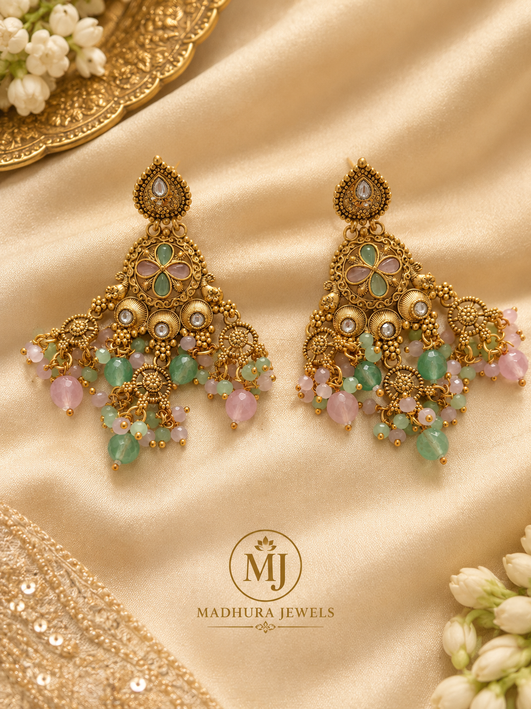 Pastel Floral Chandelier Earrings