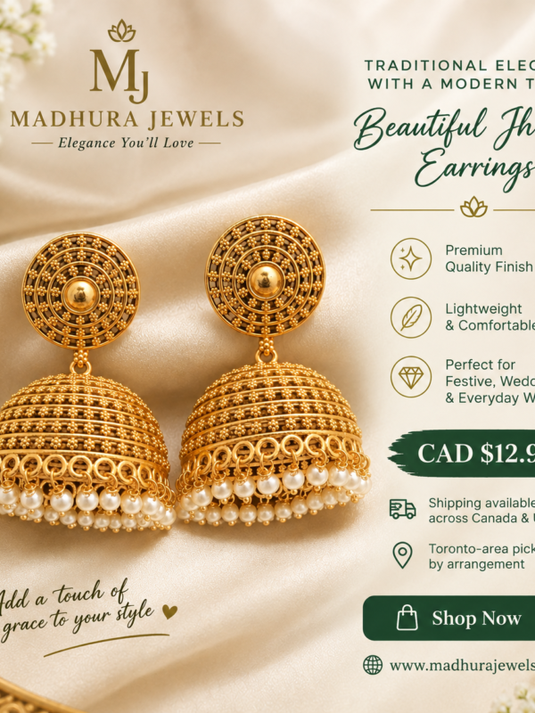 Gold Filigree Jhumka Earings